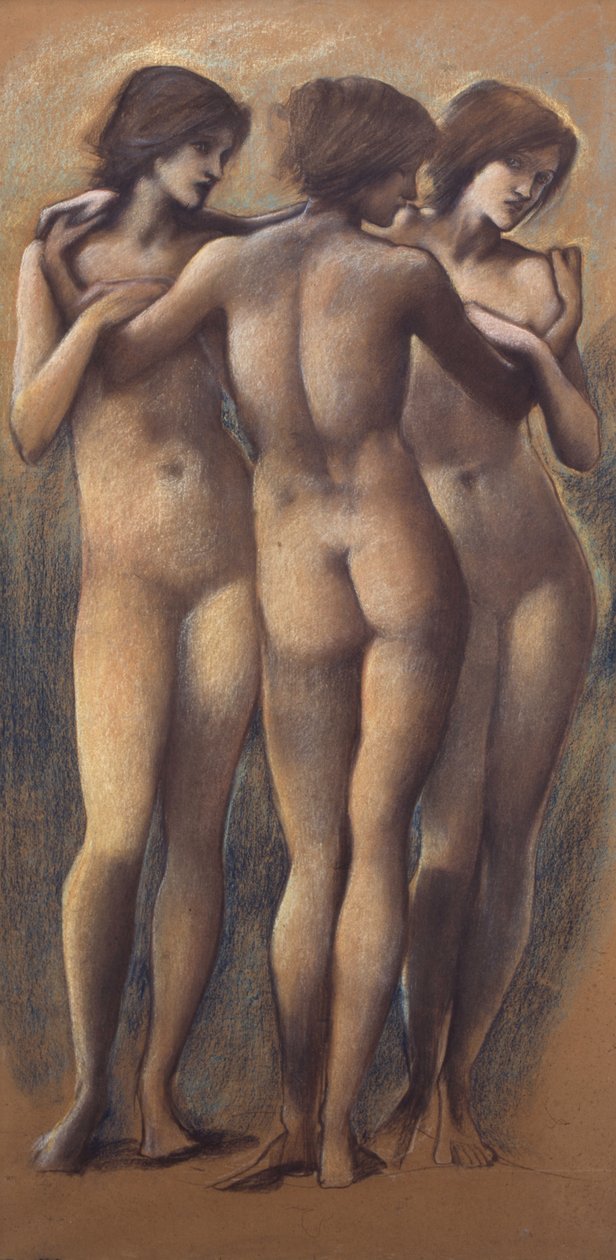النعم الثلاث ، c.1885 (الطباشير على الورق) بواسطة إدوارد بورن جونز