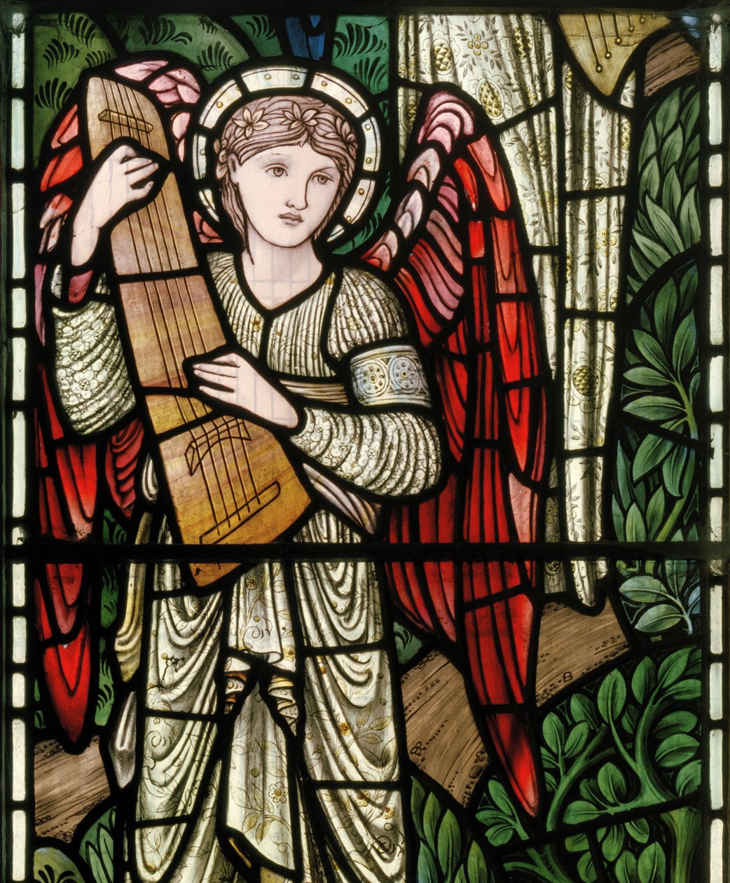 Wilden ، All Saints ، Morris & Co. ، Edward Burne-Jones ، John Henry Dearle (1859-1932) ، Angels Of Paradise ، Angel Musicians ، التفاصيل ، 1902-1914 ، لويزا ، ألفريد ، بالدوين ، رئيس الوزراء ، الميثودي ، وو بواسطة إدوارد كولي وديلي بيرن جونز