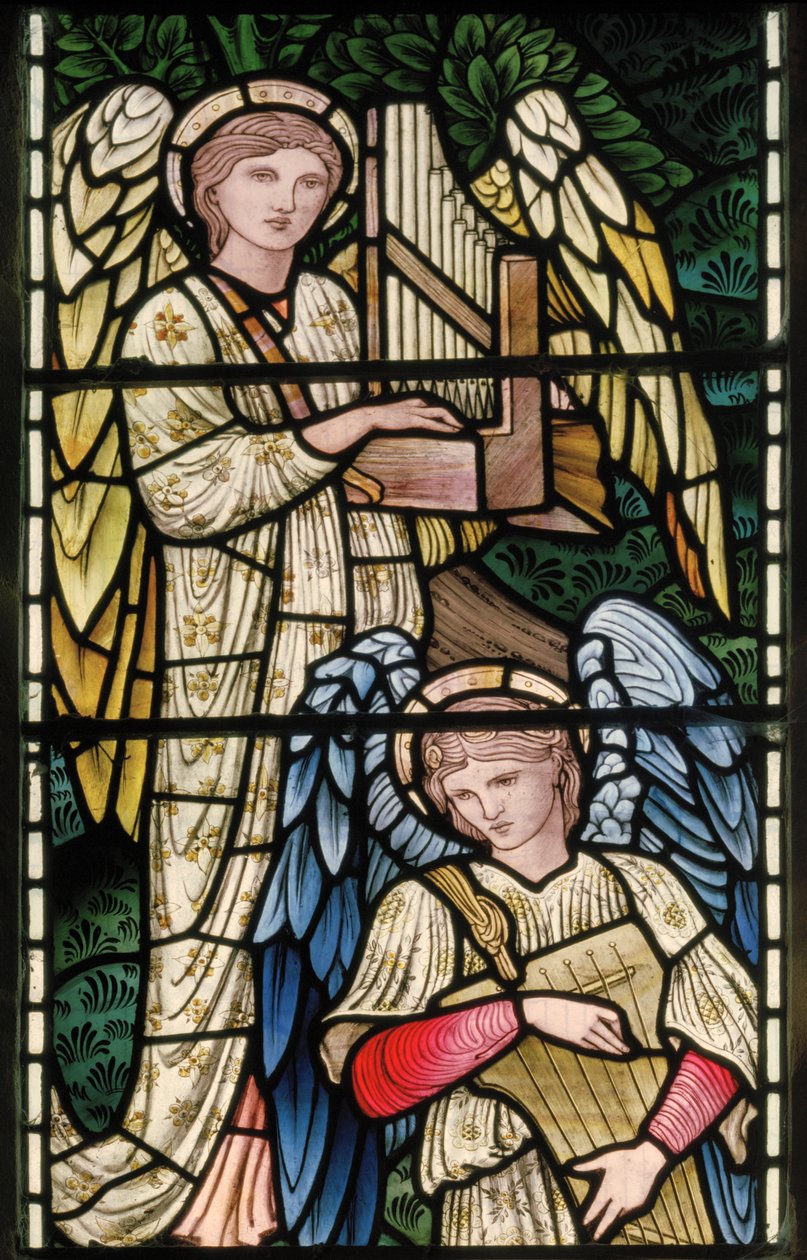 Wilden ، All Saints ، Morris & Co. ، Edward Burne-Jones ، John Henry Dearle (1859-1932) ، Angels Of Paradise ، Angel Musicians ، التفاصيل ، 1902-1914 ، لويزا ، ألفريد ، بالدوين ، رئيس الوزراء ، الميثودي ، وو بواسطة إدوارد كولي وديلي بيرن جونز