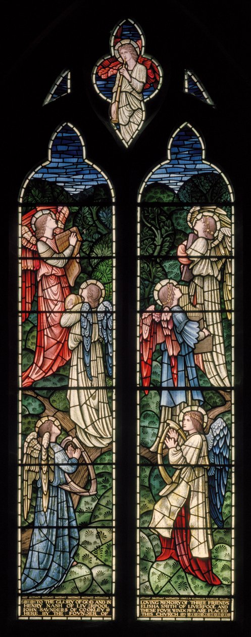 Wilden ، All Saints ، Morris & Co. ، Edward Burne-Jones ، John Henry Dearle (1859-1932) ، Angels Of Paradise ، Angel Musicians ، 1902-1914 ، لويزا ، ألفريد ، بالدوينز ، رئيس الوزراء ، الميثودي ، الأسياد بواسطة إدوارد كولي وديلي بيرن جونز