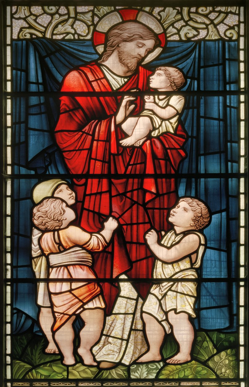 Wilden ، All Saints ، Morris & Co. ، Edward Burne-Jones ، John Henry Dearle (1859-1932) ، Christ Blessing The Children ، 1902-1914 ، Louisa ، Alfred ، The Baldwins ، رئيس الوزراء ، الميثودي ، Worcestershire ، A بواسطة إدوارد كولي وديلي بيرن جونز