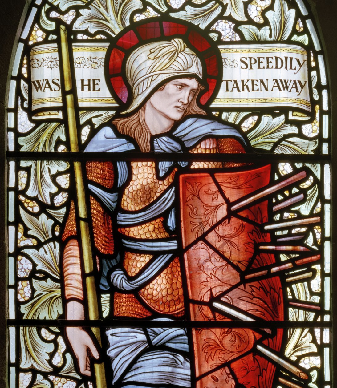 Wilden ، All Saints ، Morris & Co. ، Edward Burne-Jones ، John Henry Dearle (1859-1932) ، Fortitude ، التفاصيل ، 1902-1914 ، لويزا ، ألفريد ، The Baldwins ، رئيس الوزراء ، الميثودي ، Worcestershire ، Arts & Craft بواسطة إدوارد كولي وديلي بيرن جونز