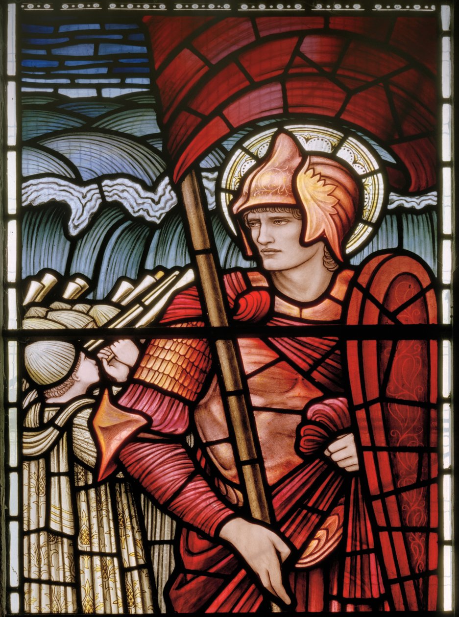 Wilden ، All Saints ، Morris & Co. ، Edward Burne-Jones ، John Henry Dearle (1859-1932) ، Joshua ، detail، 1902-1914، Louisa، Alfred، The Baldwins، Prime Minister، Methodist، Worcestershire، Arts & Crafts، بواسطة إدوارد كولي وديلي بيرن جونز