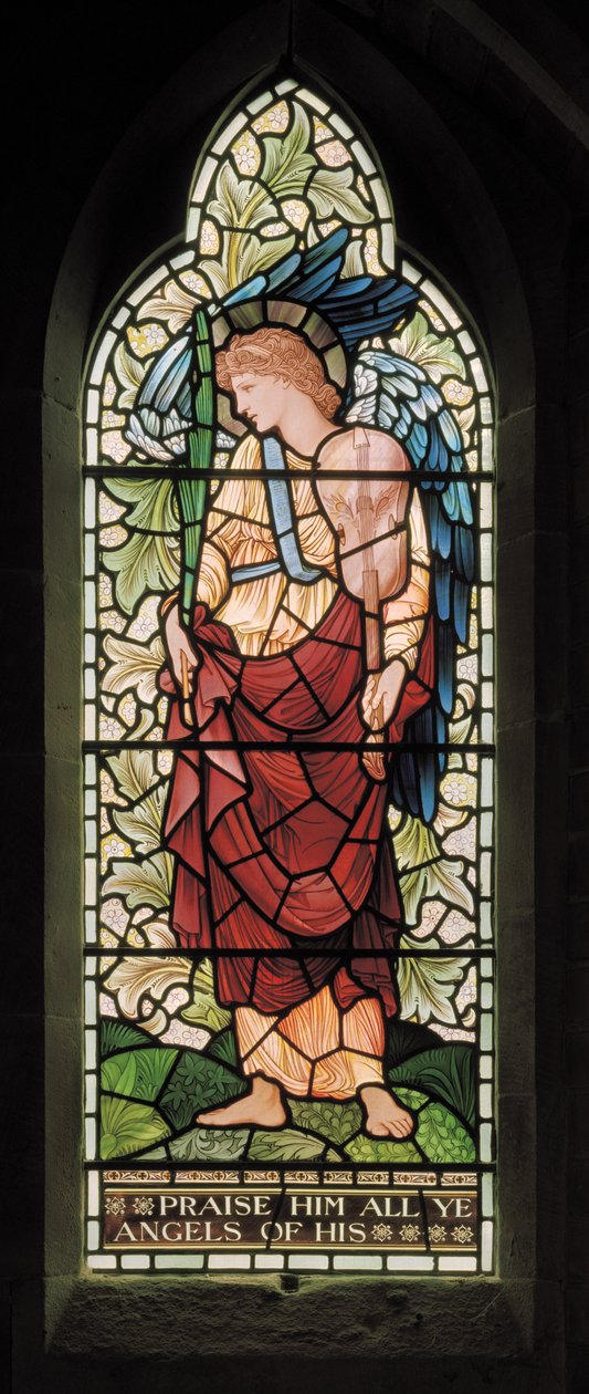 Wilden ، All Saints ، Morris & Co. ، Edward Burne-Jones ، John Henry Dearle (1859-1932) ، Tyhe Minstrel Angel ، 1902-1914 ، Louisa ، Alfred ، The Baldwins ، رئيس الوزراء ، الميثودي ، Worcestershire ، Arts & Cra بواسطة إدوارد كولي وديلي بيرن جونز