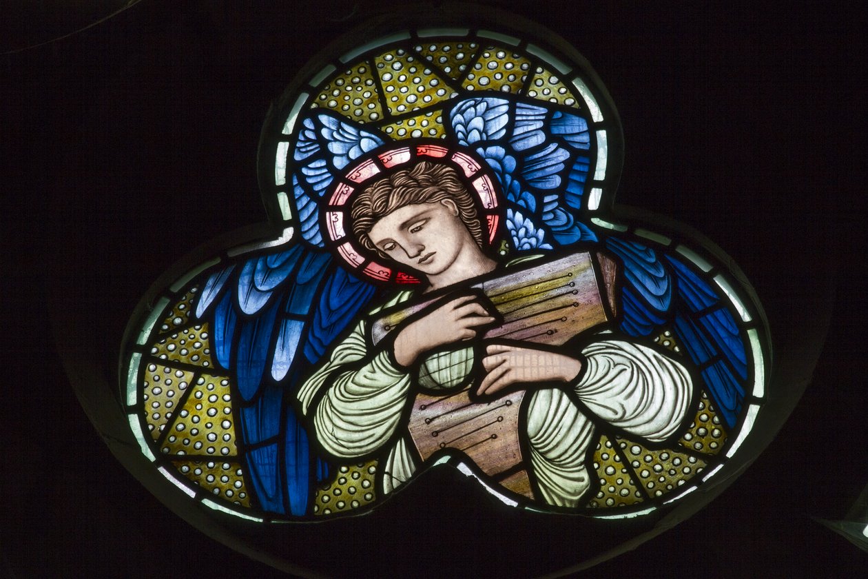 Wilden ، All Saints ، Morris & Co. ، Edward Burne-Jones ، John Henry Dearle (1859-1932) ، الملائكة مع Dulcimer ، ملاك الموسيقيين بواسطة إدوارد كولي وديريل جون هنري بيرن جونز
