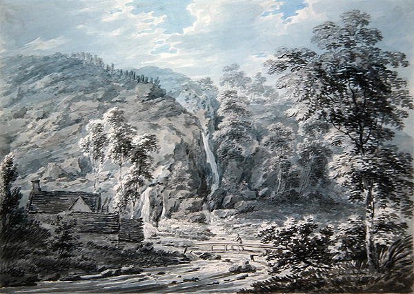 شلال في Corwen ، شمال ويلز (ألوان مائية على ورق) بواسطة إدوارد دايز