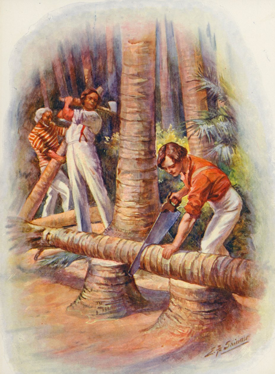 رسم توضيحي لمسلسل Masterman Ready للكابتن مريات (طباعة حجرية ملونة) بواسطة إدوارد فريدريك سكينر