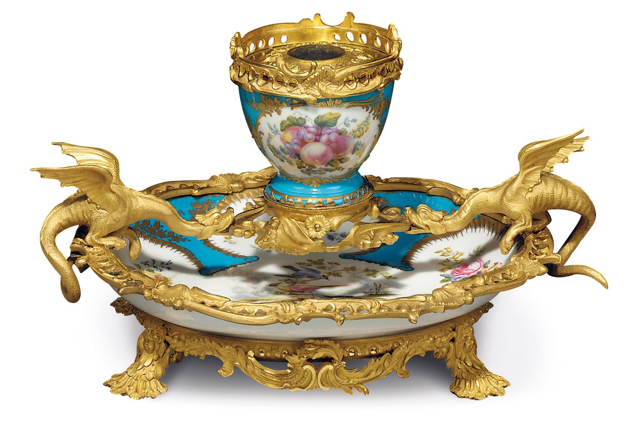 a وليام الرابع سيفر على غرار الفيروز ناقلة الأرض ، الخزف ربما القرن 18 ، أورمولو c.1835-40 بواسطة إدوارد هولمز بالدوك