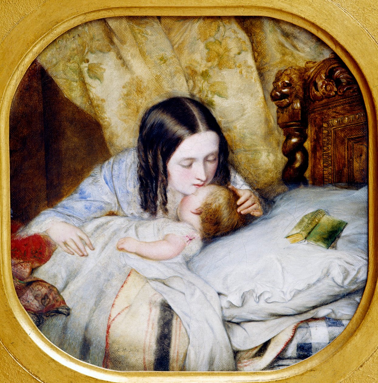 قبلة الليل. أم تقبل طفلها الذي نام للتو. رسم إدوارد هوغز (1832 - 1908) ، القرن العشرين. ليون ، متحف الفنون الجميلة بواسطة إدوارد هيوز