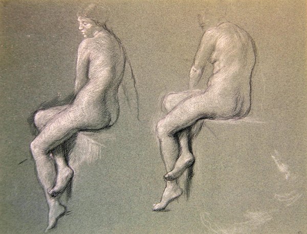 دراسات لـ "The Champion Swimmer" حوالي عام 1914 (طباشير على ورق) بواسطة إدوارد جون بوينتر