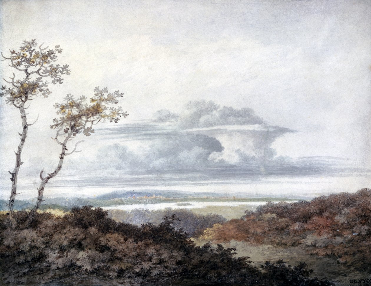 منظر طبيعي ريفي مع دراسات سحابية لاحقة بقلم لوك هوارد (1772-1864) c.1808-11 (مرحاض على ورق) بواسطة إدوارد كينيون