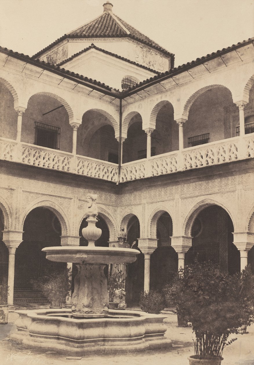 إسبانيا. إشبيلية ، فناء منزل دوق مدينة سيلي المعروف باسم بيت بيلاطس ، 1853. بواسطة إدوارد كينج تينيسون