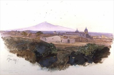 كاتانيا: 1847 (قلم وحبر وغواش) بواسطة إدوارد لير