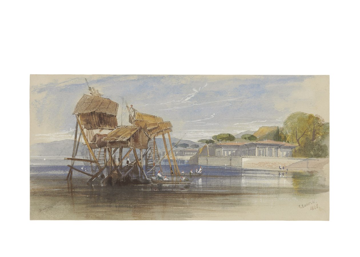 بيوت الصيادين على مضيق البوسفور 1848 بواسطة إدوارد لير