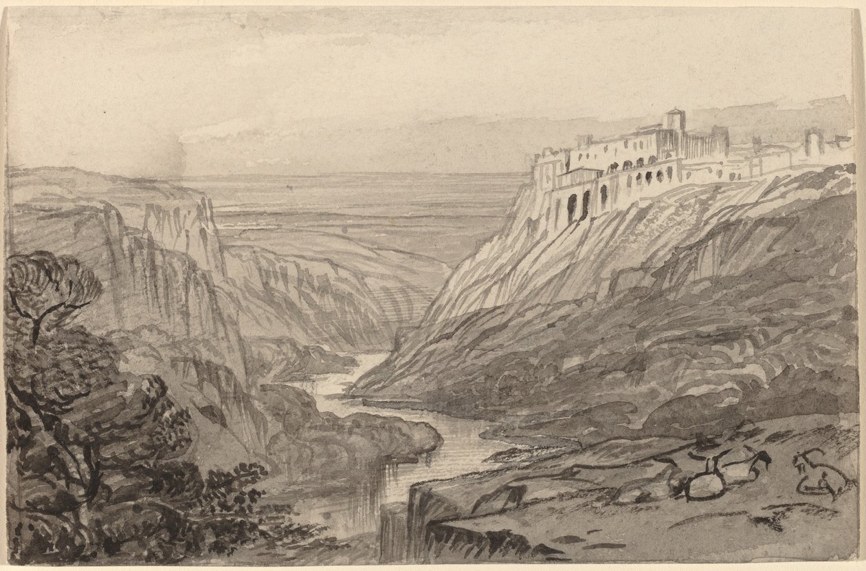 الماعز يستريح فوق نهر جورج نارني ، إيطاليا ، 18841885. بواسطة إدوارد لير