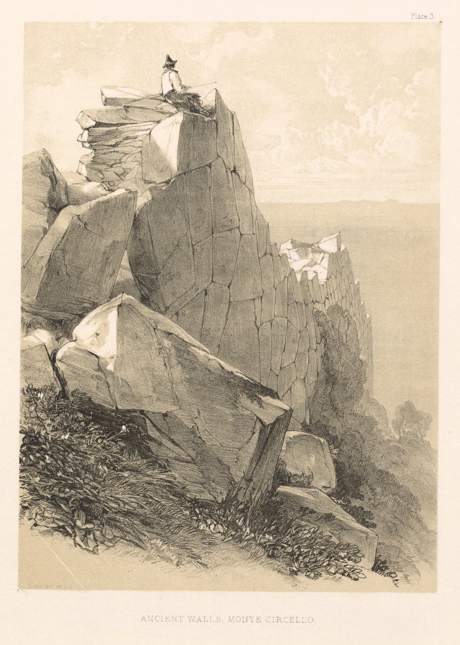 رحلة مصورة في إيطاليا المجلد. الثاني: الجدران القديمة ، مونت سيركلو ، 1846. بواسطة إدوارد لير