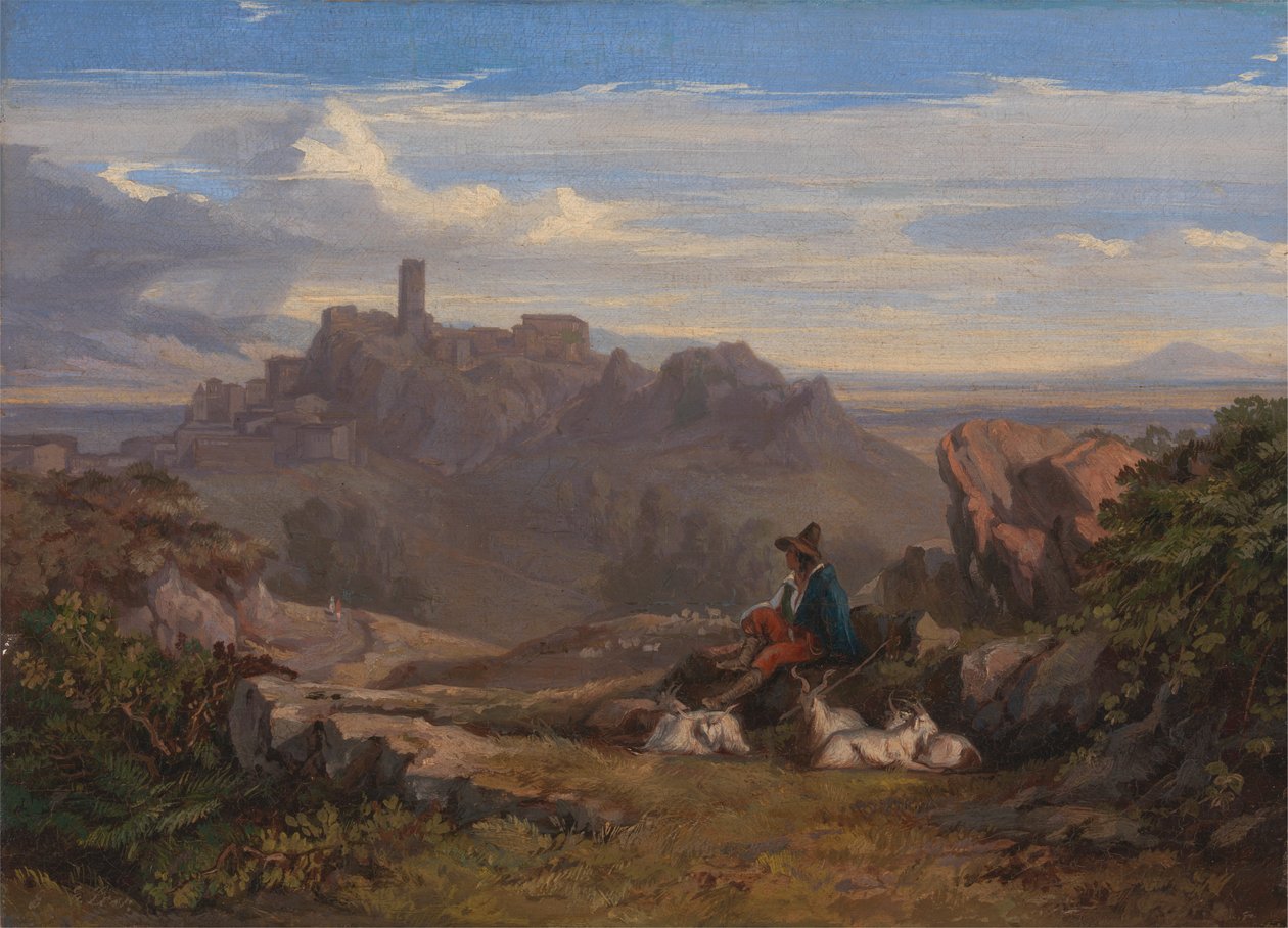 المناظر الطبيعية مع Goatherd بواسطة إدوارد لير