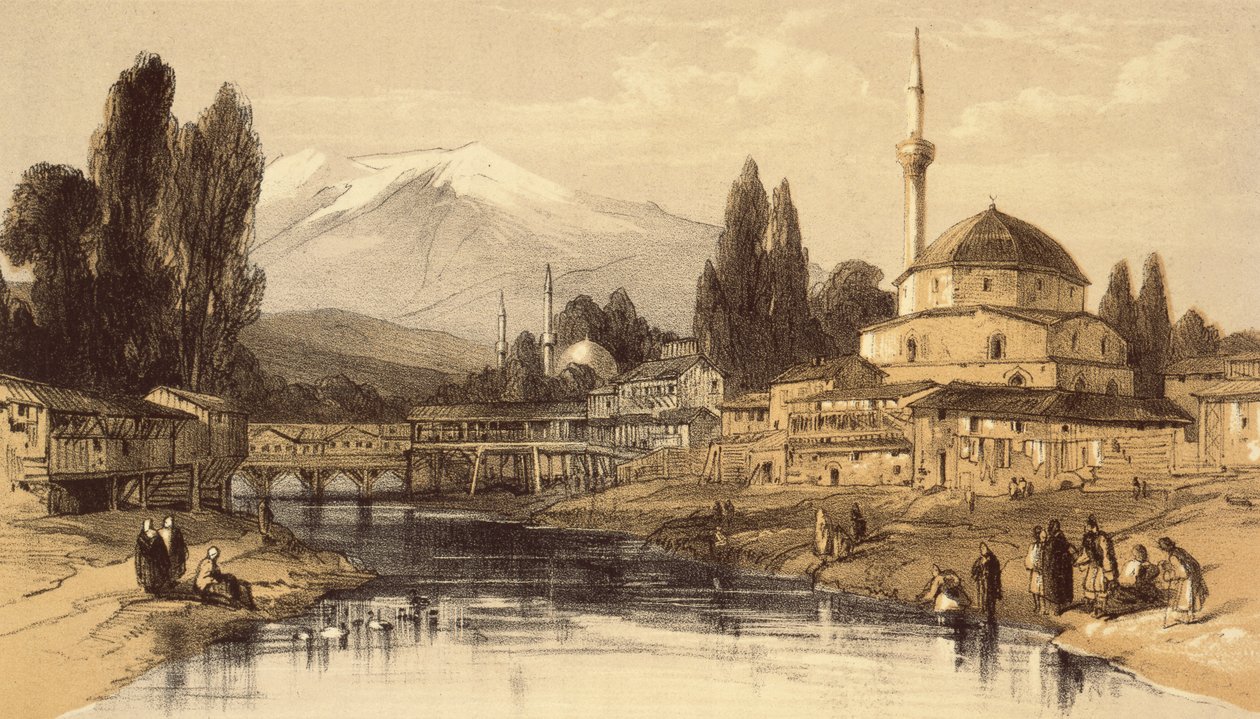 المنستير ، من مجلات رسام مناظر طبيعية في ألبانيا واليونان ، نشر 1851 بواسطة إدوارد لير