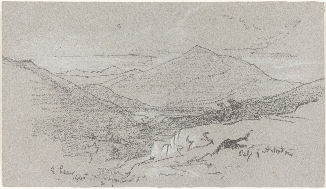 منظر جبلي من Antrodoco ، 1845. بواسطة إدوارد لير