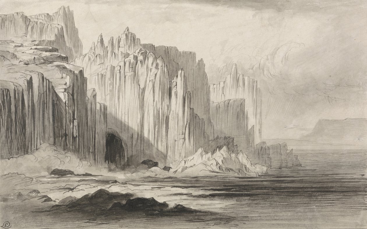 The Capo Sant&39;Angelo ، Amalfi ، c.1885 (قلم وحبر مع غسل على الورق) بواسطة إدوارد لير