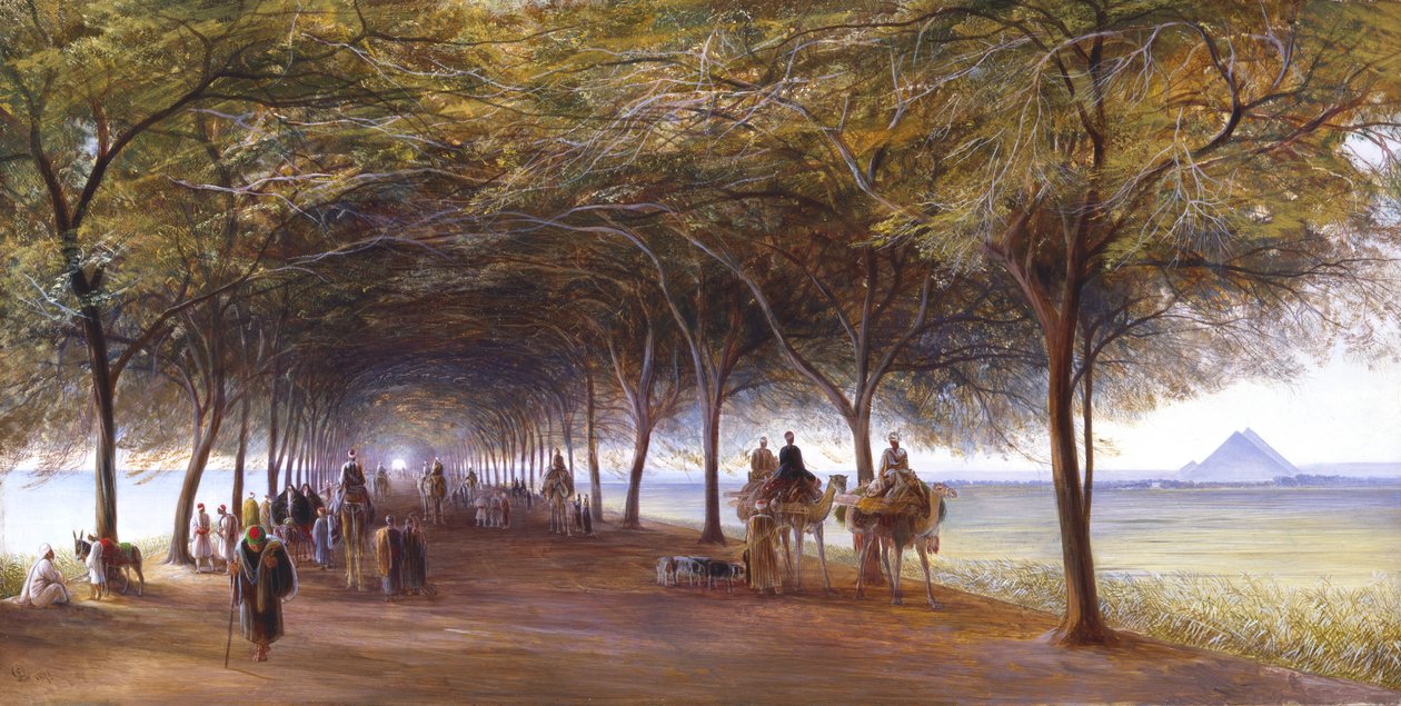 "الطريق إلى أهرامات الجيزة" ، عام 1873 بواسطة إدوارد لير
