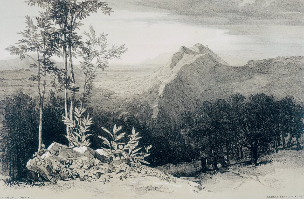 مناظر في روما وضواحيها: Civitella di Subiaco بواسطة إدوارد لير