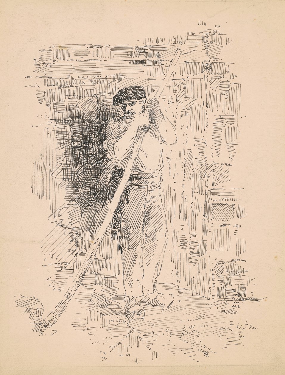 ذكر فلاح واقف ، c.1878 (قلم وحبر أسود على ورق منسوج) بواسطة إدوارد موران