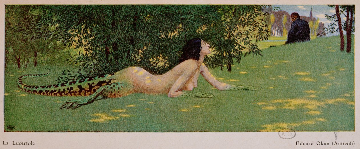 لوسرتولا (نصف أنثى ، نصف سحلية خضراء) ، 1908 بواسطة إدوارد أوكون