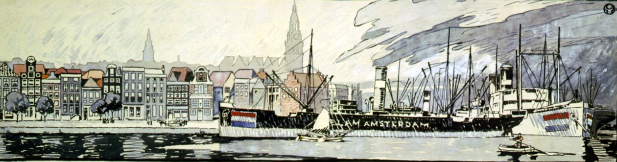 Holland and her ships. Watercolour by Edward Penfield بواسطة إدوارد بينفيلد