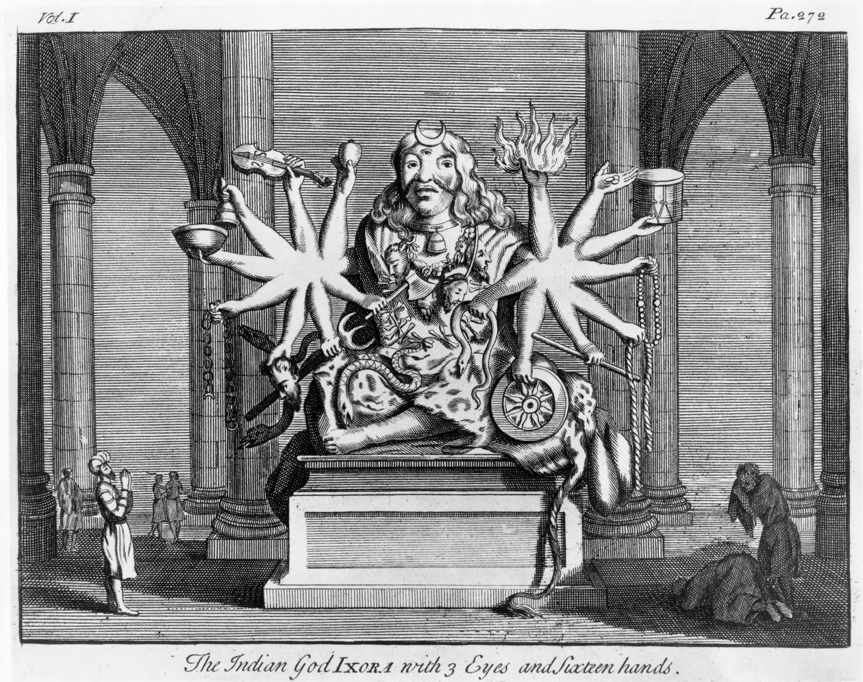 الإله الهندي إكسورا بعيون 3 ويدين ستة عشر ، ج .1780 بواسطة إدوارد روكر