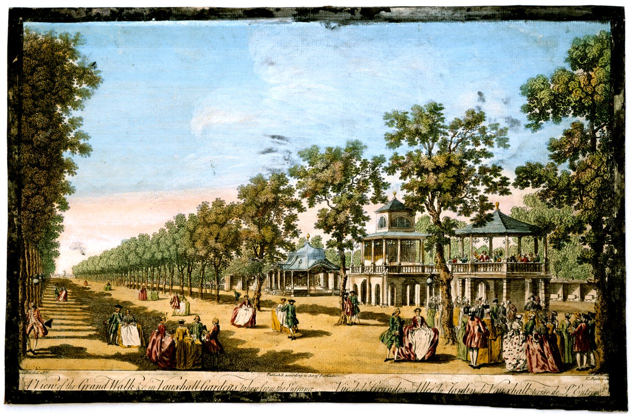 "منظر للممر الكبير وما إلى ذلك في حدائق فوكسهول مأخوذ من المدخل" ، لندن ، c1760 بواسطة إدوارد روكر