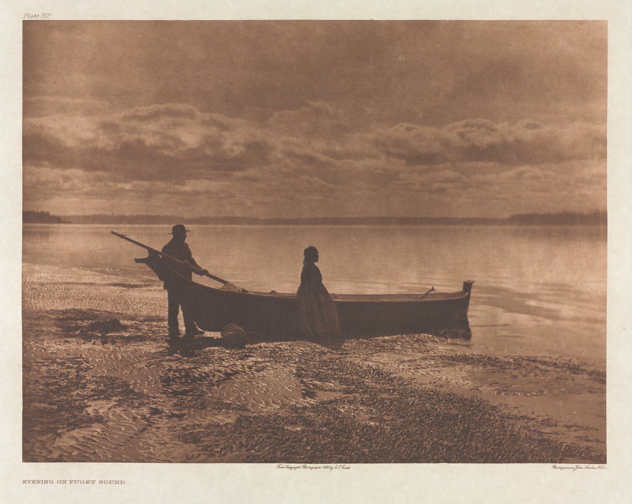 Portfolio IX، Plate 312: مساءً على Puget Sound بواسطة إدوارد إس كورتيس