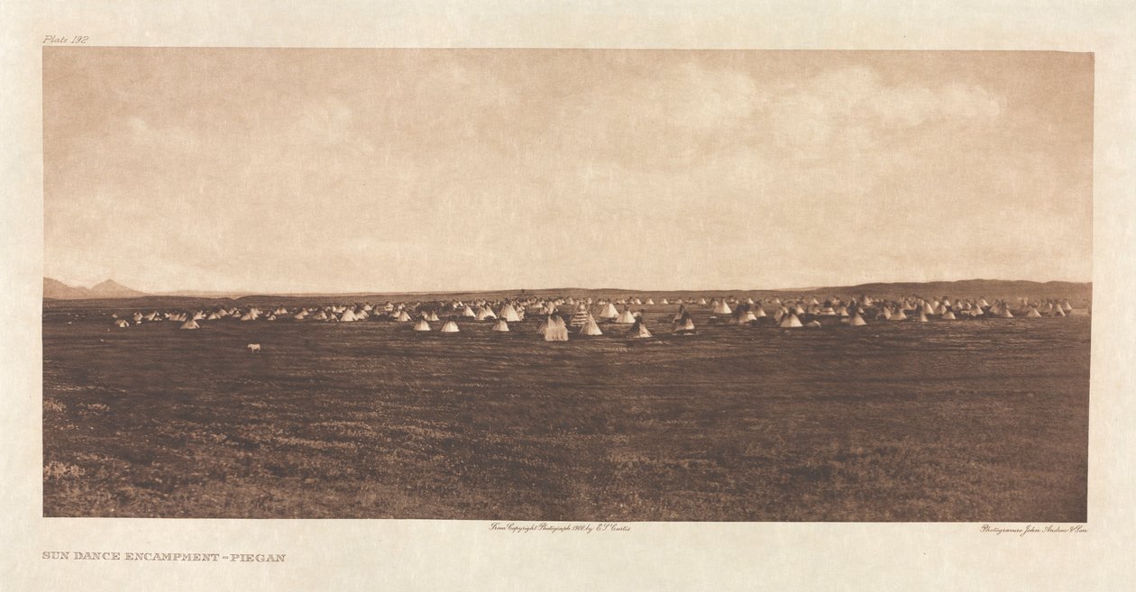 Portfolio VI، Plate 192: Sun Dance Encampment - Piegan بواسطة إدوارد إس كورتيس