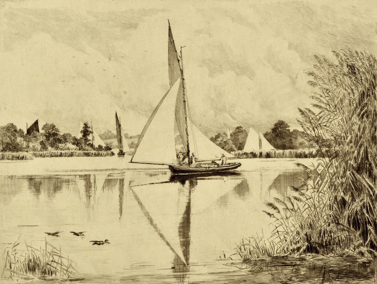 The Bure: على طريق Wroxham ، حوالي عام 1880 (حفر) بواسطة إدوارد سلومب