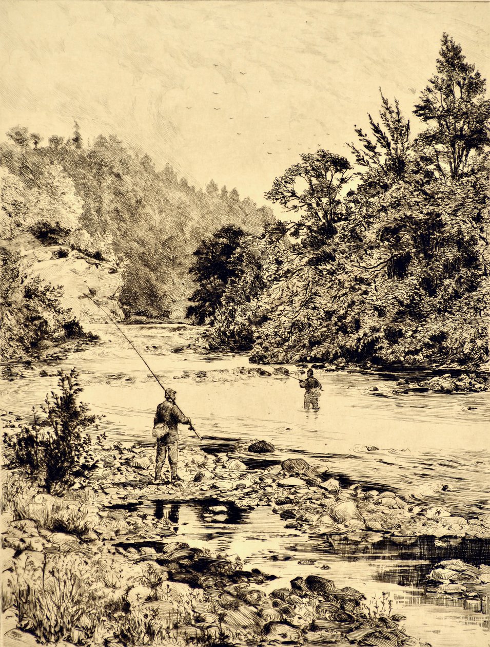 المحملات: The Tees at Ovington ، حوالي عام 1880 (حفر) بواسطة إدوارد سلومب