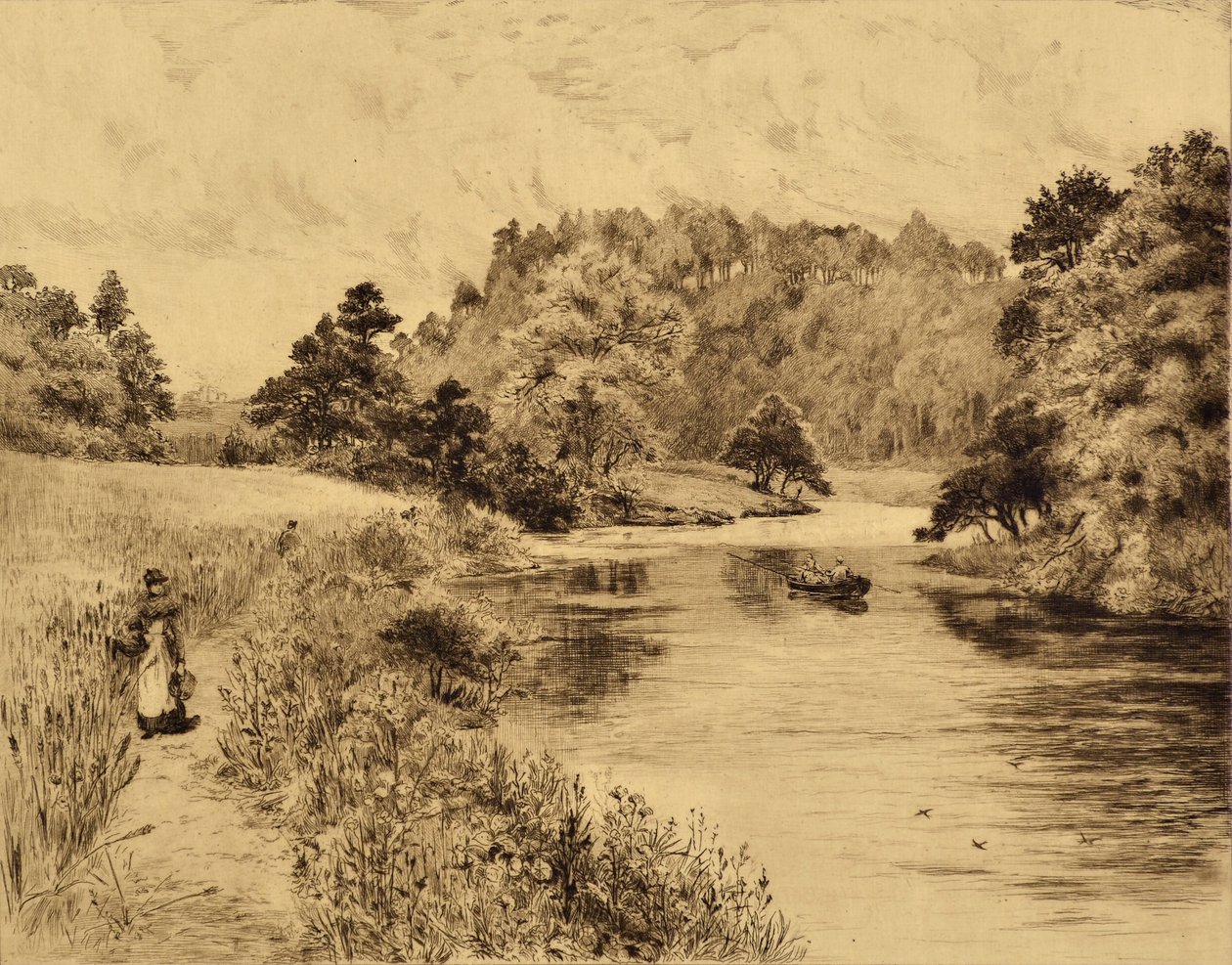 الملابس: The Wear بالقرب من دورهام ، حوالي 1880 (حفر) بواسطة إدوارد سلومب