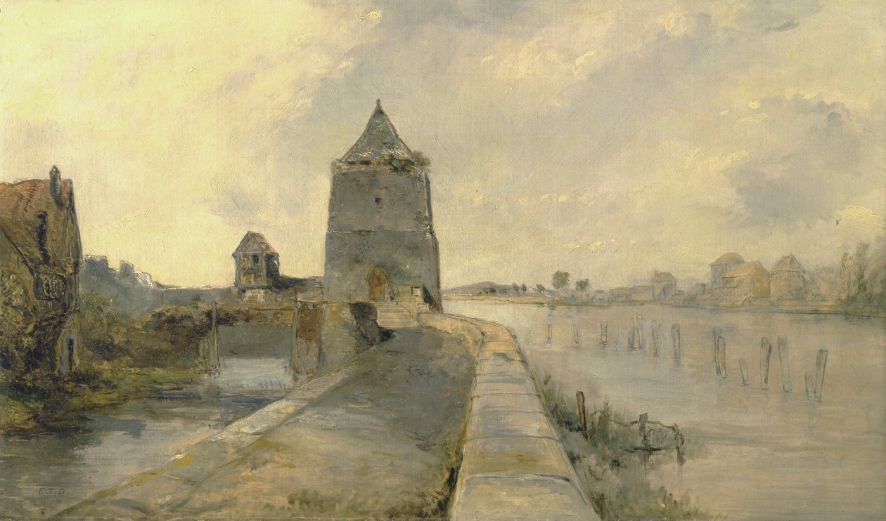 نهر الراين في كونستانس (كونستانز أم راين) حوالي عام 1830 (زيت على قماش) بواسطة إدوارد توماس دانييل