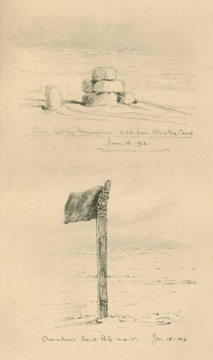 تركت كيرن من النرويجيين ، وأموندسنز القطب الجنوبي مارك ، يناير 1912 ، 1913. بواسطة تشارلز إدوارد ويلسون
