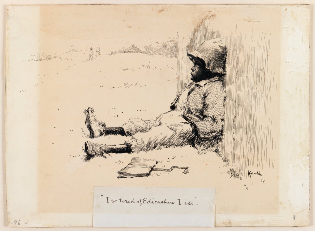 Ise Tired of Edicashun I Is، 1897 (قلم وحبر على ورق مقوى) بواسطة إدوارد وندسور كيمبل