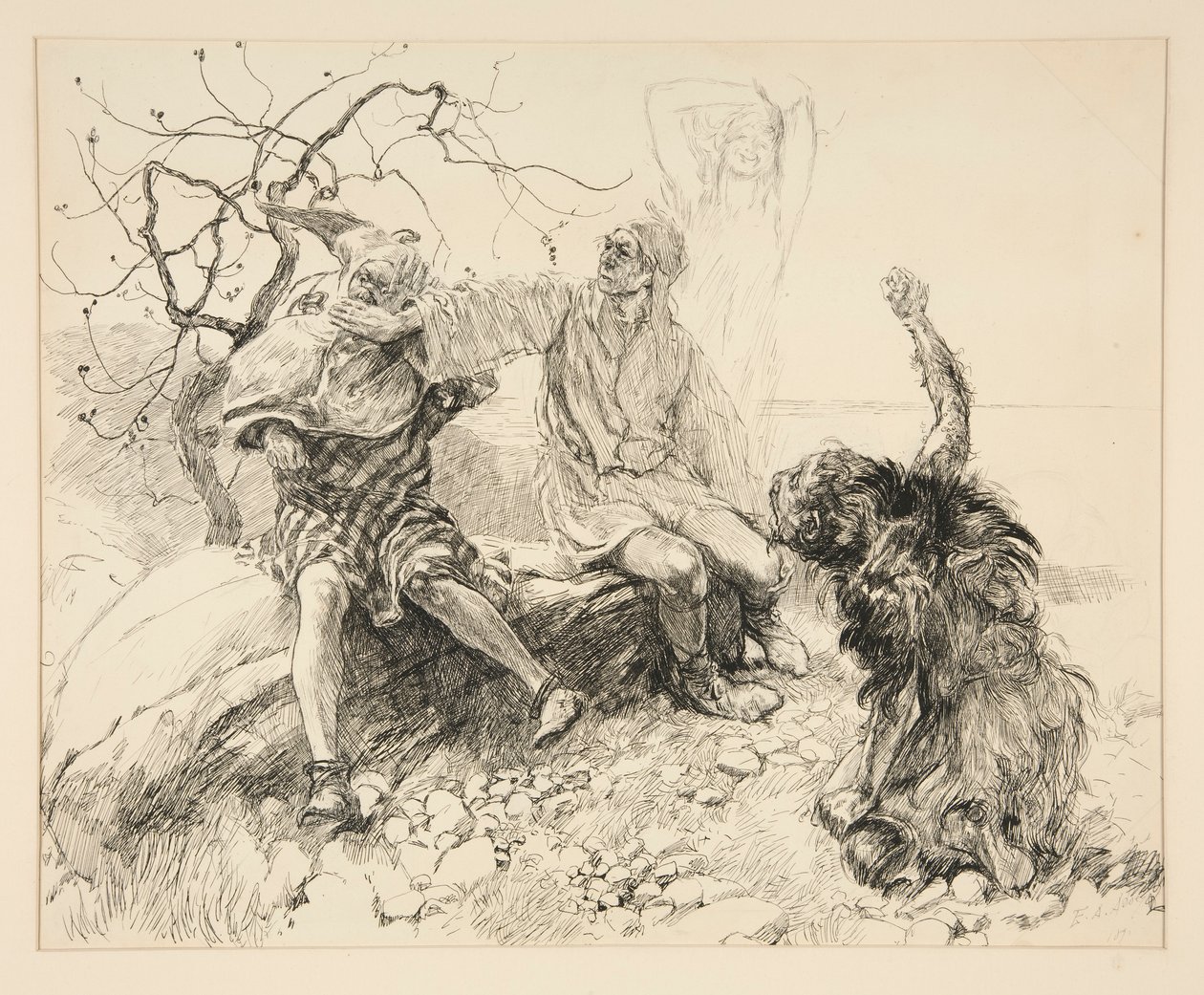 كاليبان ، ستيفانو وترينكولو (آرييل غير مرئي) ، رسم توضيحي للفصل الثاني ، المشهد الثاني ، العاصفة بواسطة إدوين أوستن أبي