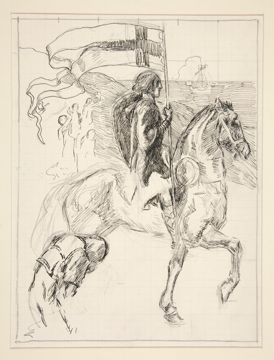 يغادر Galahad ، دراسة عن The Quest of the Holy Grail (سلسلة من خمسة عشر لوحة لمكتبة بوسطن العامة ، اكتملت في عام 1901) بواسطة إدوين أوستن أبي