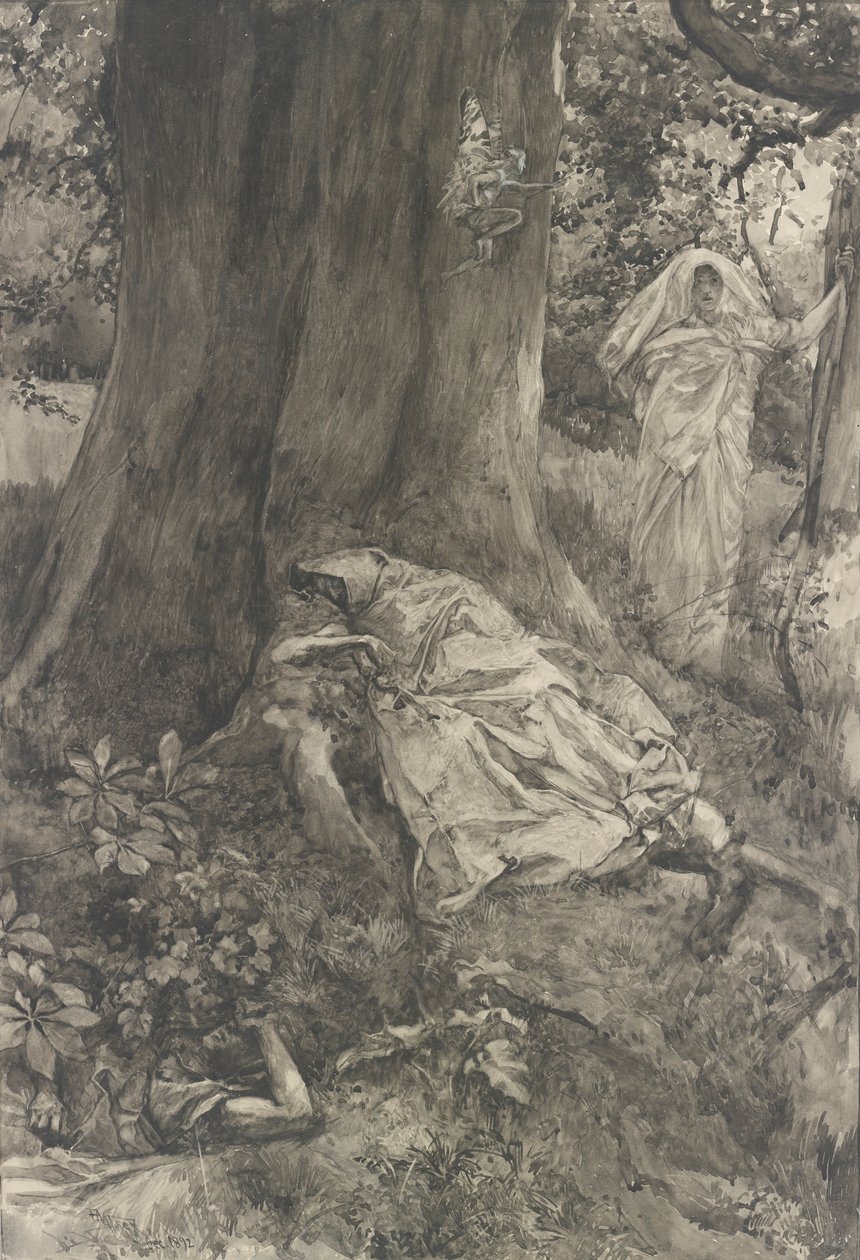 Hermia in the Wood ، رسم توضيحي للفصل الثالث ، المشهد الثاني ، ليلة منتصف الصيف بواسطة إدوين أوستن أبي