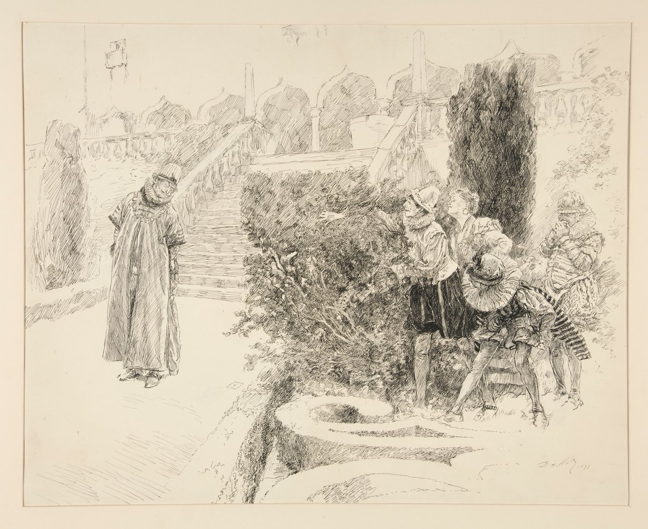 يجد Malvolio الرسالة ، الرسم التوضيحي للفصل الثاني ، Scene v ، Twelfth Night بواسطة إدوين أوستن أبي
