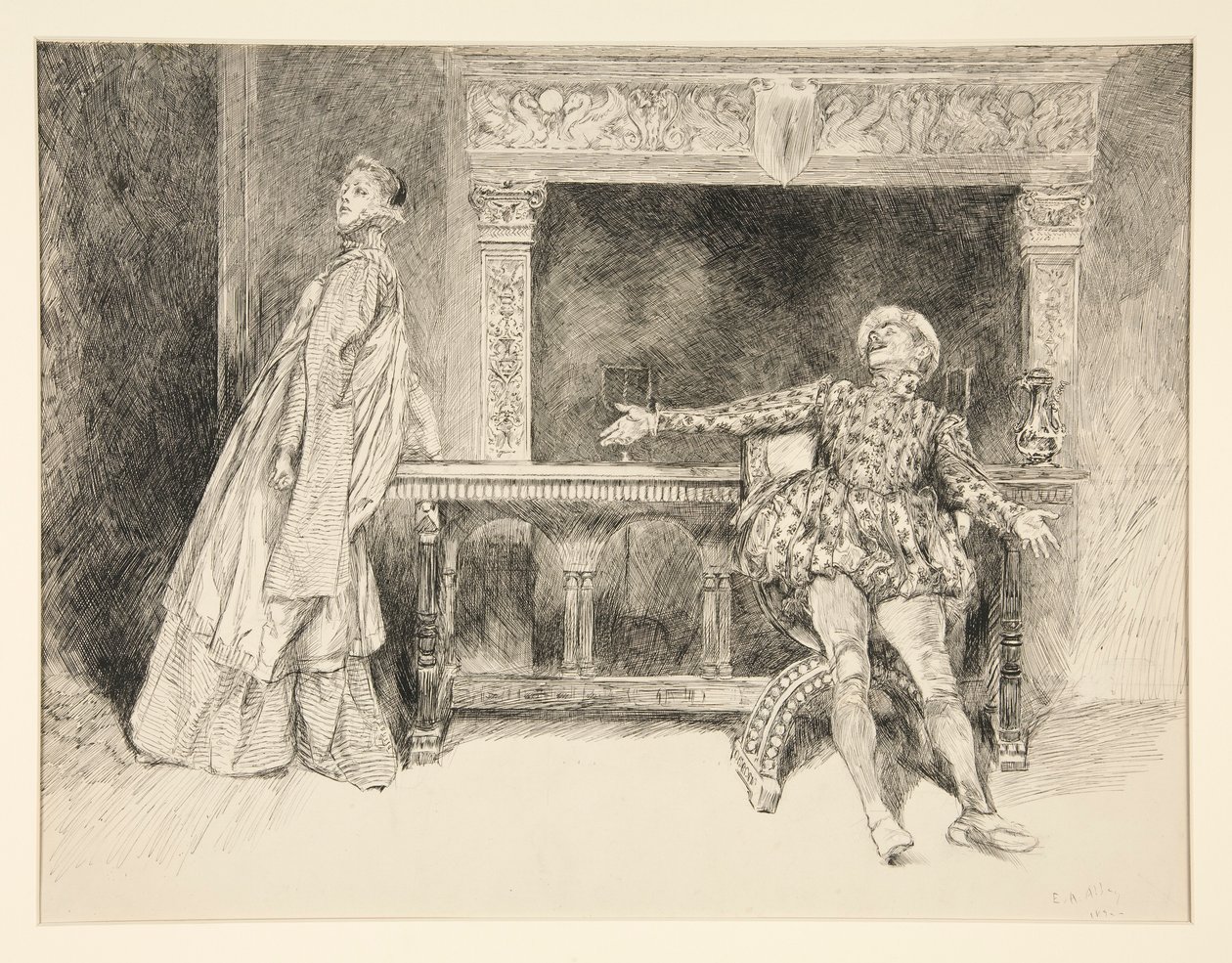 Petruchio Banters Katharina ، من الفصل الثاني ، المشهد الأول ، ترويض النمرة بواسطة إدوين أوستن أبي