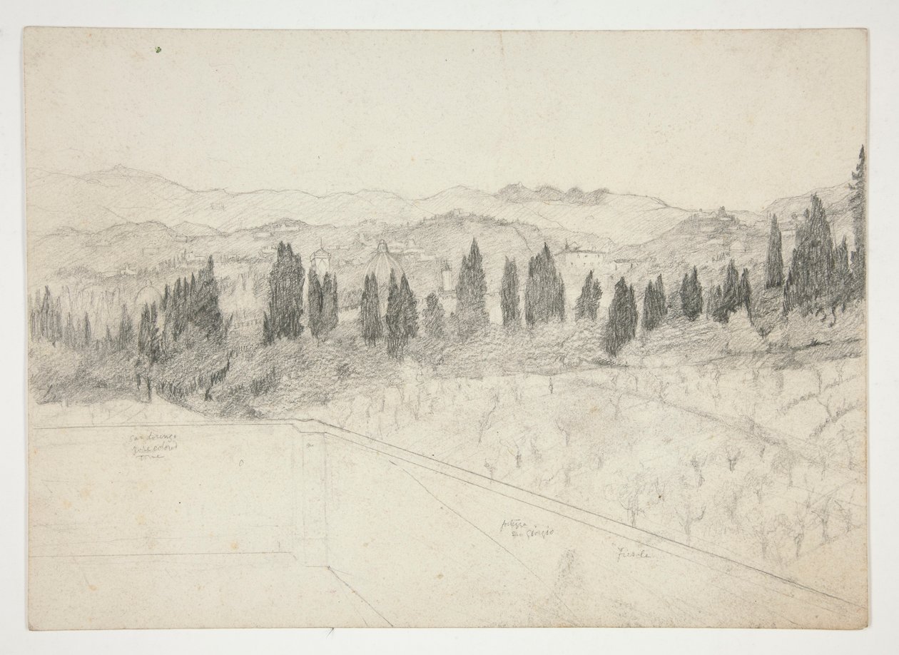 منظر طبيعي روماني (؟) كما يُرى من الشرفة (وجه الصفحة) ؛ Seascape (ظهر) بواسطة إدوين أوستن أبي