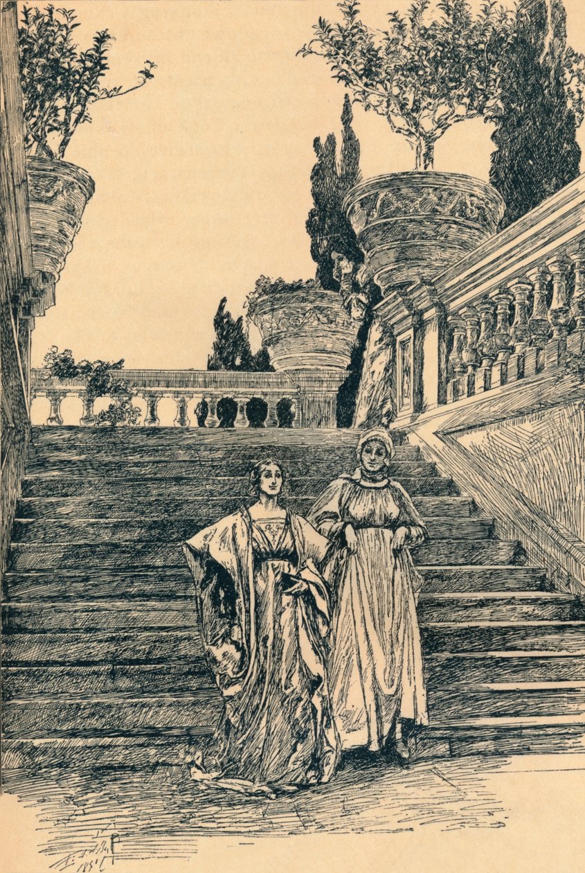 مشهد من الكثير من اللغط حول لا شيء ، c1890 بواسطة إدوين أوستن أبي