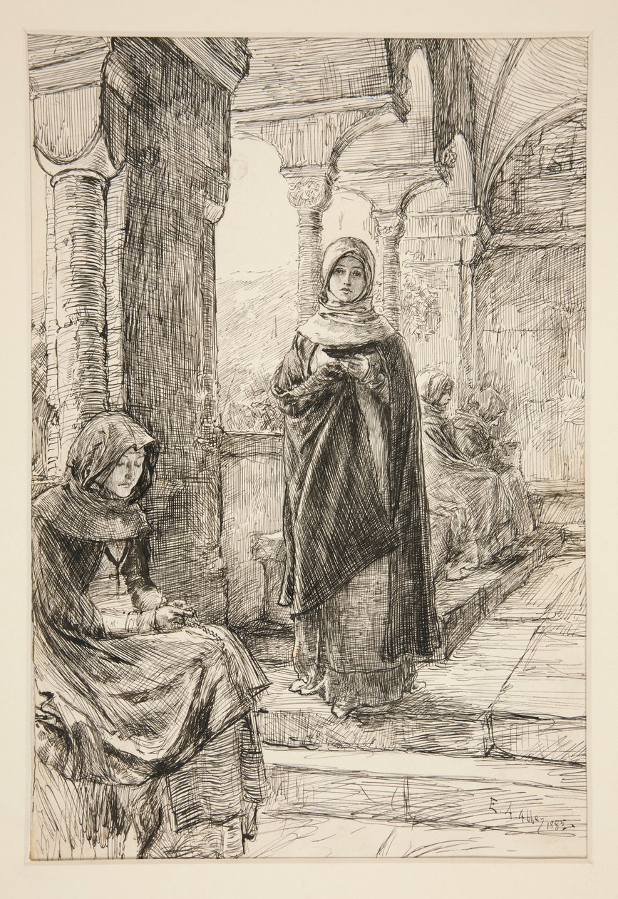 شخصيتان في الدير ، من The Cloister بواسطة إدوين أوستن أبي