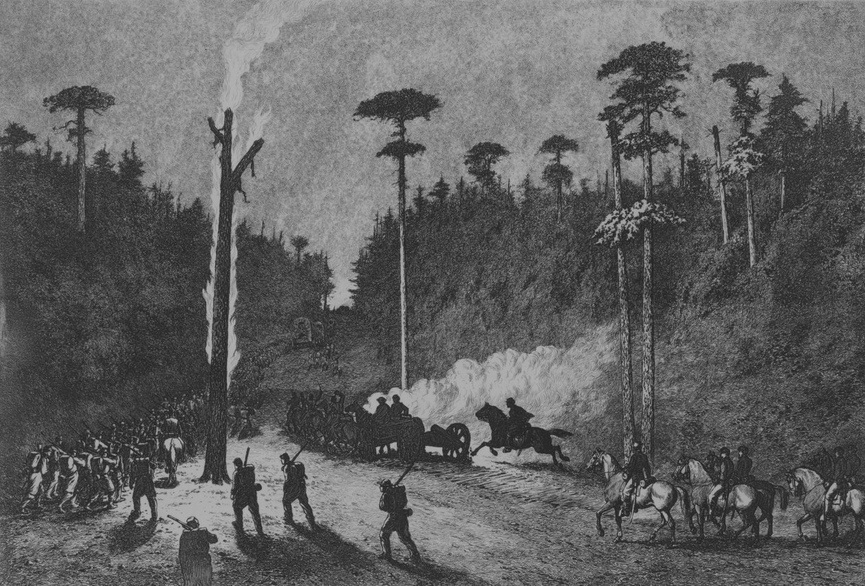 مسيرة ليلية ، اللوحة 16 من دراسات الحياة للجيش العظيم ، 1876. بواسطة إدوين أوستن فوربس