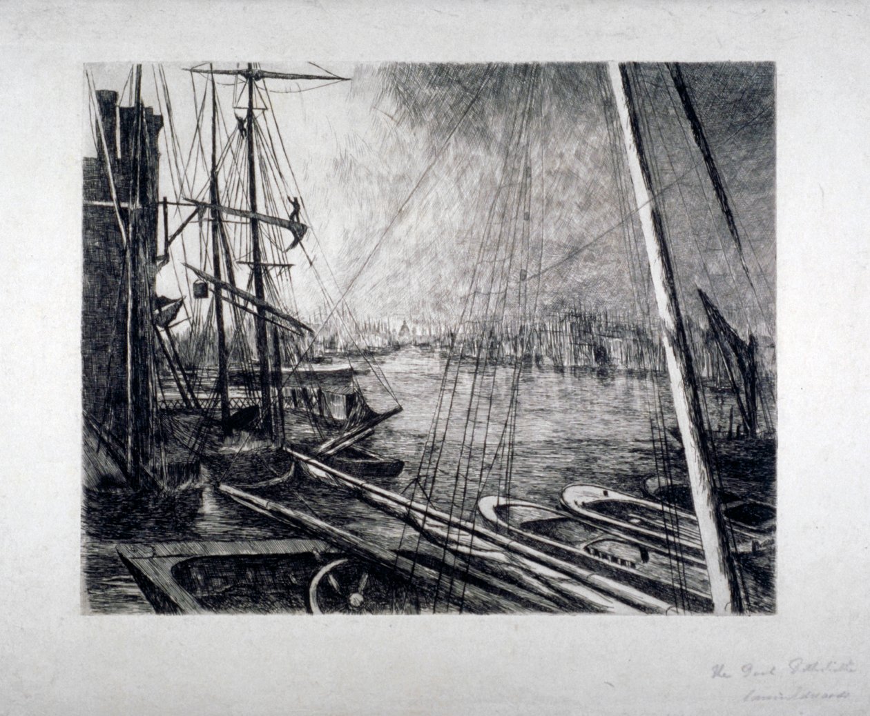 بركة لندن من Rotherhithe ، مع السفن في المقدمة ، c1890. بواسطة إدوين إدواردز