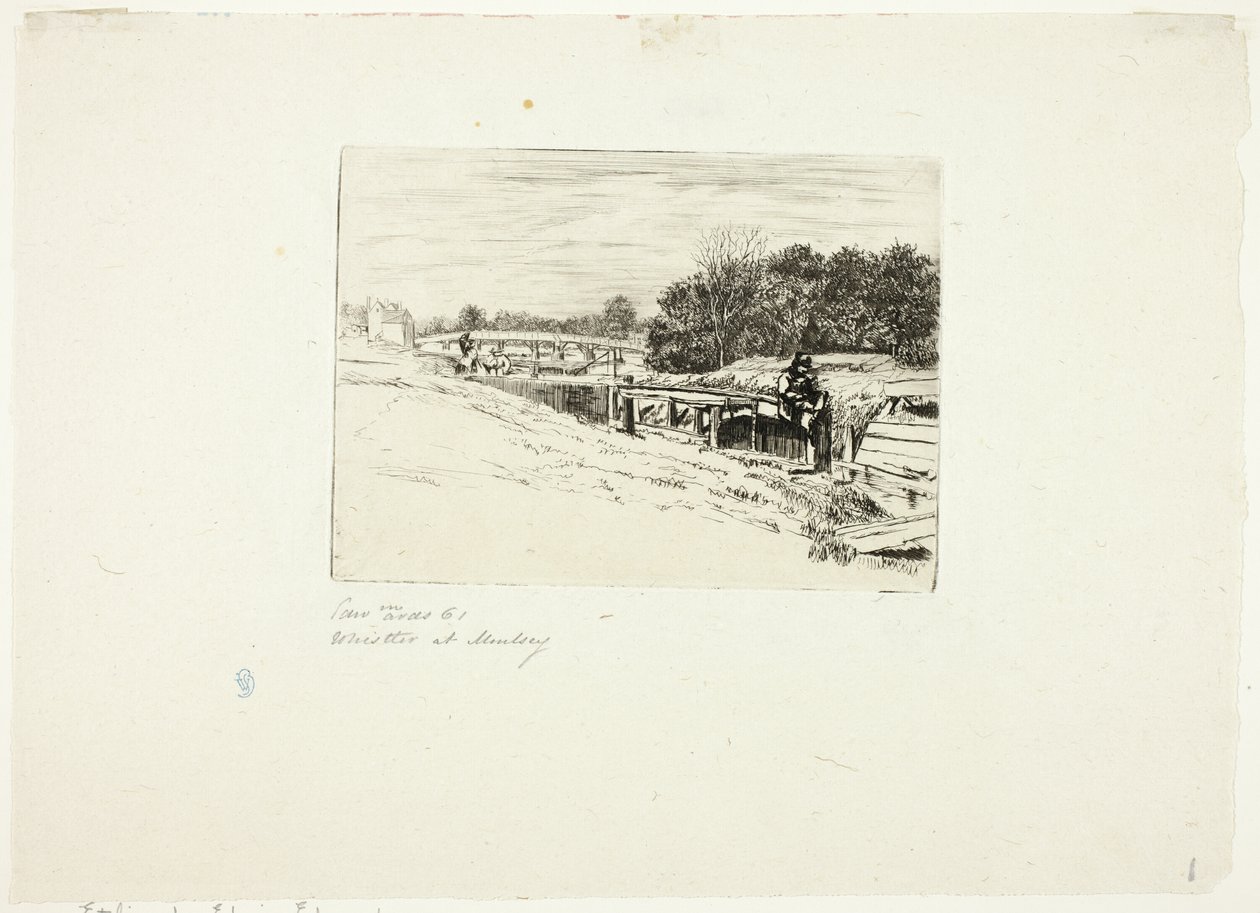 رسم ويسلر في Moulsey Lock بواسطة إدوين إدواردز